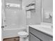 Bright bathroom features a shower-tub combo and vanity at 832 Windsor Rose Dr., Conway, SC 29526