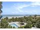 Aerial shot of the pool near the beach at 8560 Queensway Blvd. # 106, Myrtle Beach, SC 29572