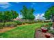 Lush backyard featuring a well-manicured lawn and flowering plants at 1017 Coral Reef Dr., North Myrtle Beach, SC 29582