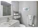 Bathroom featuring a white vanity, a modern faucet, and a glass-enclosed shower at 1101 Possum Trot Rd. # D201, North Myrtle Beach, SC 29582