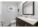 Elegant bathroom with a modern vanity, marble countertop and neutral finishes at 1223 Naylor Ave., Myrtle Beach, SC 29577