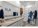 Bathroom featuring a dual sink vanity, granite countertop, and a shower/tub combo at 1833 Lake Egret Dr., North Myrtle Beach, SC 29582