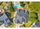 Aerial view of a home with a pool, landscaped yard, and well-maintained surroundings at 4232 Pointer Ct., Myrtle Beach, SC 29579