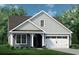 Charming home featuring vertical siding, a covered porch and an attached garage with a well-manicured front lawn at 532 Sheepbridge Way, Loris, SC 29569