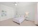 Bright bedroom features neutral paint, a ceiling fan, and an upholstered headboard for a cozy feel at 625 Heritage Downs Dr., Conway, SC 29526