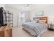 Bedroom featuring neutral decor, plush carpet, a ceiling fan, and a window with natural light at 625 Heritage Downs Dr., Conway, SC 29526