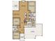 Detailed first-floor plan featuring a kitchen, great room, owner's suite, and a two-car garage at 811 Big Cedar Dr., Loris, SC 29569