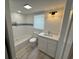 Bright bathroom with white subway tiles, a modern vanity, and stylish fixtures at 1022 Holt Rd., Conway, SC 29526