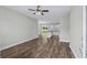 View of an open concept living room with sleek floors and a ceiling fan at 104 Browns Hollow Ct., Loris, SC 29569