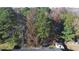 Expansive aerial view showcasing the neighborhood's lush tree cover, shed and privacy fence at 1089 Weslin Creek Dr., Myrtle Beach, SC 29588