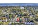 Community aerial view showcasing lush landscaping, mature trees, and proximity to local beaches at 1125 Camellia Dr., Surfside Beach, SC 29575
