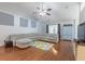 Spacious living room featuring a comfortable sectional sofa and vaulted ceiling at 1200 Bergen Dr., Loris, SC 29569