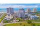 Aerial view of this condo community on the ocean, showing its amenities, parking and beautiful landscaping at 161 Sea Watch Dr. # 601, Myrtle Beach, SC 29572
