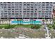 Aerial view of oceanfront resort, pool, and beach access at 1625 S Ocean Blvd. # 211, North Myrtle Beach, SC 29582
