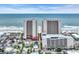Aerial view of the entire resort community, oceanfront location, and beach at 1625 S Ocean Blvd. # 211, North Myrtle Beach, SC 29582