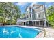 A picturesque backyard with an in-ground pool and lush landscaping at 24 Jerry Ct., Pawleys Island, SC 29585