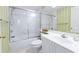 Well-lit bathroom featuring a shower-tub combo, ample mirror space, and a single sink vanity at 341 South Dunes Dr. # C-34, Pawleys Island, SC 29585