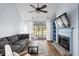 Inviting living room featuring a fireplace, hardwood floors, and access to the outdoors at 3833 Myrtle Pointe Dr. # 18 Bu 3, Myrtle Beach, SC 29577
