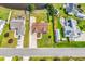 Aerial shot of the property showcasing its backyard, fence lines, and position along the street at 5031 Medieval Dr., Conway, SC 29526