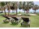 Relaxing lounge area with chairs on the lawn near palm trees and the beach at 504 N Ocean Blvd. # 1106, Myrtle Beach, SC 29577