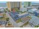 Aerial view of the condo, highlighting proximity to the beach, parking, and nearby amenities at 5409 N Ocean Blvd. # 100, North Myrtle Beach, SC 29582