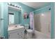 Bright, updated bathroom with vanity, and shower-tub combo at 6001-1808 S Kings Hwy., Myrtle Beach, SC 29575