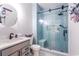 Modern bathroom featuring a glass-enclosed shower, vanity, and sleek fixtures at 604 Heathrow Dr. # 1097, Myrtle Beach, SC 29579