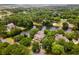 Expansive aerial view of a lakeside home with pool, mature trees, and neighborhood at 95 Sanderling Ave., Georgetown, SC 29440