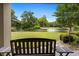 Comfortable back patio with a serene view of the pond and surrounding greenery, perfect for relaxing outdoors at 95 Sanderling Ave., Georgetown, SC 29440