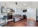 The finished basement features a wet bar, tv and leather sofa at 1051 Academy Dr., Conway, SC 29526