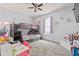 Bedroom featuring carpet, a window, a ceiling fan, and a bunk bed at 1051 Academy Dr., Conway, SC 29526