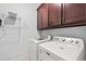 The laundry room is equipped with appliances and ample cabinet storage at 1051 Academy Dr., Conway, SC 29526