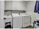 Functional laundry room equipped with a utility sink, washer, and dryer for added convenience at 1305 Forest View Rd., Conway, SC 29526