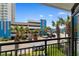Balcony view of the parking area and resort tower at 1501 S Ocean Blvd. # 351, Myrtle Beach, SC 29577