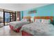Bedroom with two beds and an exterior view from the balcony at 1501 S Ocean Blvd. # 351, Myrtle Beach, SC 29577