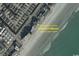 Overhead aerial view of 1690 N Waccamaw Dr, highlighting its location near the beach at 1690 N Waccamaw Dr. # 504, Garden City Beach, SC 29576