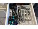 Organized kitchen drawer with utensils, including spoons, forks, and cooking tools at 201 74Th Ave N Ocean Blvd. # 2627, Myrtle Beach, SC 29572