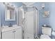 Cozy bathroom with glass shower enclosure, vanity, and neutral walls at 201 76Th Ave. N # D-3, Myrtle Beach, SC 29572
