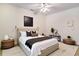 Well-lit bedroom featuring neutral walls, a ceiling fan, and an area rug at 2060 Woodburn Dr., Myrtle Beach, SC 29579