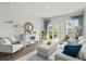 Cozy living room with a plush sofa, decorative mirror, and sliding glass doors leading to the outdoors at 563 Sea Sparrow St. # 563, Myrtle Beach, SC 29588