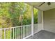 The porch boasts a scenic view with green lush trees and a ceiling fan for comfort at 5870 Longwood Dr. # 201, Murrells Inlet, SC 29576