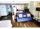 Comfortable living space with kitchen, sofa, and bed in an open layout at 6900 N Ocean Blvd. # 915, Myrtle Beach, SC 29572