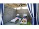 Relaxing outdoor lounge area with stylish furniture, accent pillows, and privacy curtains for a resort-like atmosphere at 1571 Breakwater Dr., Little River, SC 29566