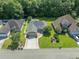 Aerial view of the home showing the front yard and street, including the driveway at 110 Ashworth Dr., Little River, SC 29566