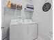 Well-organized laundry area with front load washer and dryer, shelving and ample storage at 1178 Pyxie Moss Dr., Little River, SC 29566