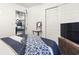 Cozy bedroom with large closet, interior door, and unique decorative vanity at 1300 Ragin St., Myrtle Beach, SC 29577