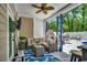 Cozy covered patio with comfortable seating, an outdoor fireplace, and access to the pool area at 1737 24Th Ave. N, North Myrtle Beach, SC 29582