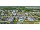 Aerial view of townhomes with manicured lawns and community pool, and neatly arranged parking lots at 1890 Colony Dr. # 17L, Surfside Beach, SC 29575