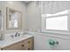 Bright bathroom features a vanity with storage and a clean, modern look at 2006 S Ocean Blvd., North Myrtle Beach, SC 29582