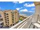 Scenic balcony view overlooking the building, pool, beach, and ocean beyond at 2301 S Ocean Blvd. # 702, North Myrtle Beach, SC 29582